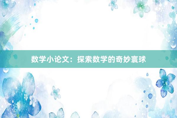 数学小论文：探索数学的奇妙寰球